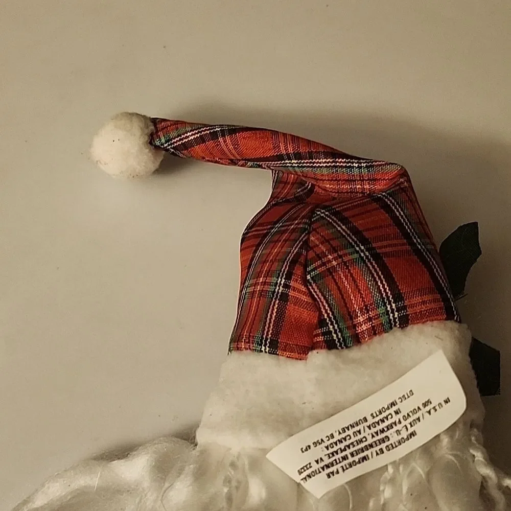 Festive Santa Claus Ornament with  Plaid Hat